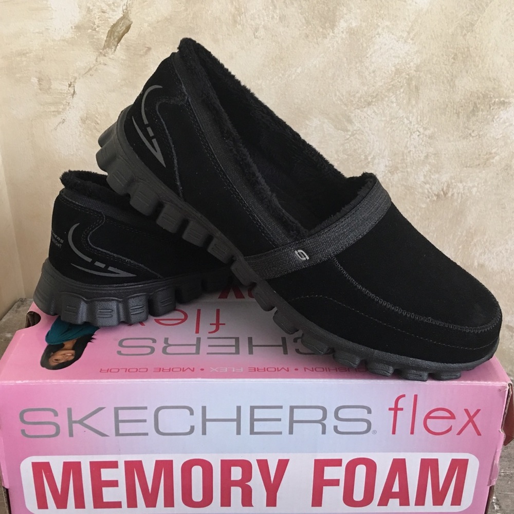 Skechers Black Suede Chilly Slip-on Sneaker NIB